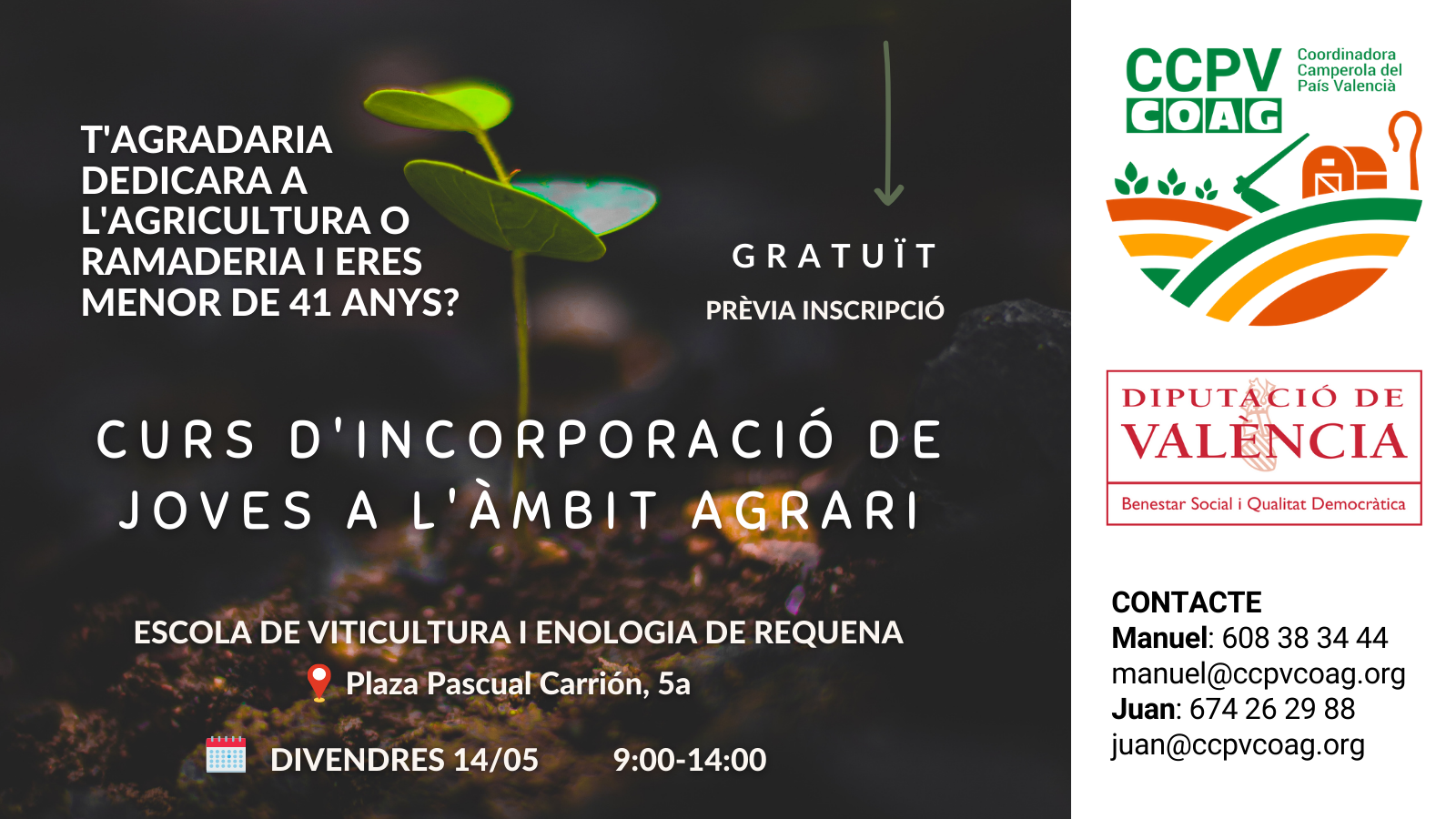 CURS D’INCORPORACIÓ DE JOVES A L’ÀMBIT AGRARI
