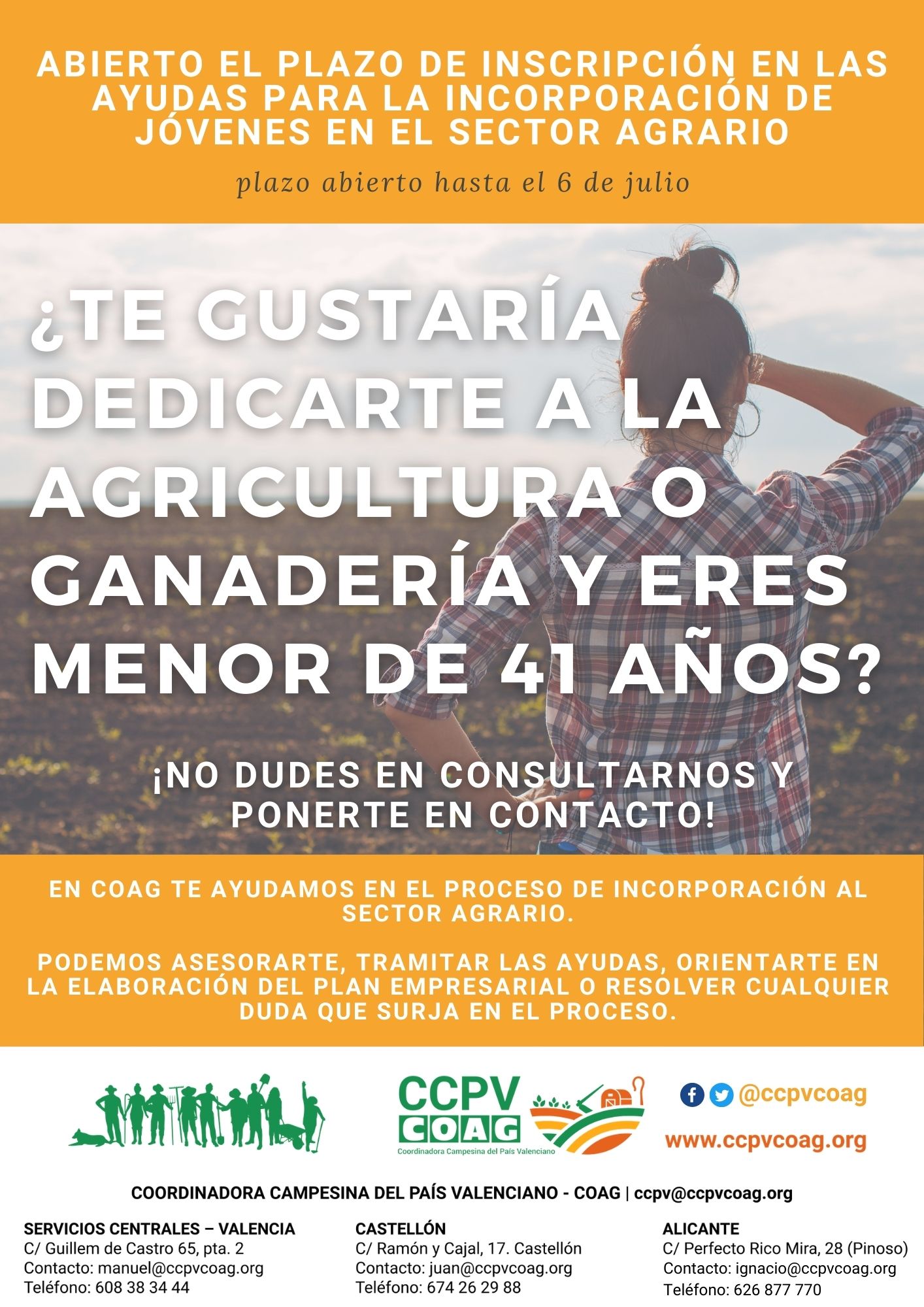 OBERTA LA CONVOCATÒRIA PER A LES AJUDES PER A PRIMERA INSTAL·LACIÓ DE JOVES AGRICULTORS