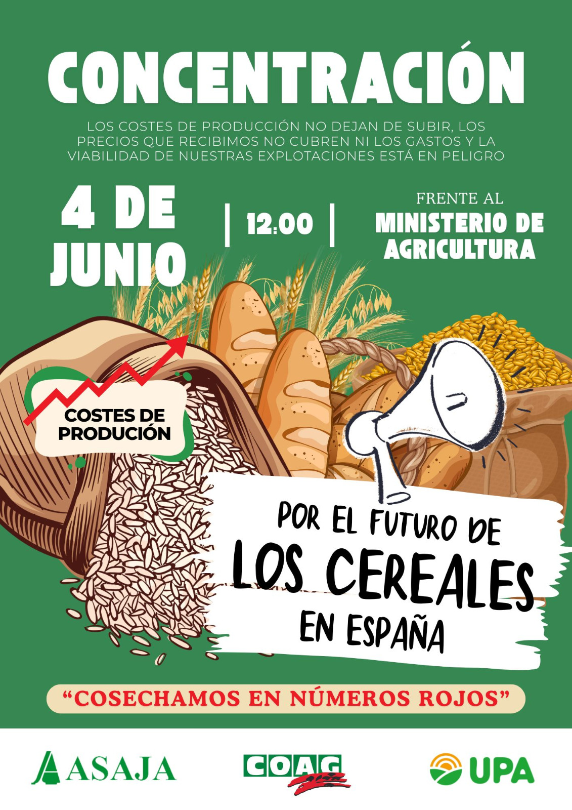 ASAJA, COAG y UPA alertan de la grave situación del cereal